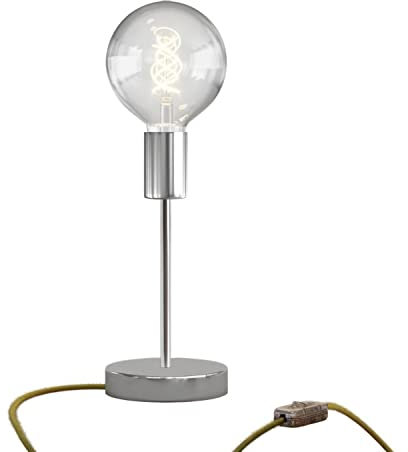 creative cables - Tischleuchte aus Metall Alzaluce Globe - Chrom, Schalter