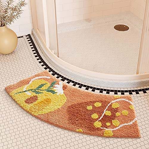 MOTT 50 Curved Bath Mat for Bathroom,Semi-Circular Bathroom Carpet Rugs Non Slip Corner Shower Mat,Ultra Soft Microfiber Absorbent for Hotel Toilet, 42x100cm