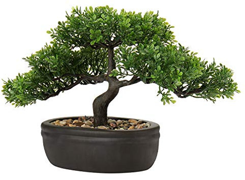 Hollyone 9 Artificial Bonsai Tree Fake Bonsai Tree Indoor Plant, Japanese Bonsai Decoration Faux Podocarpus Plants Artificial Plants Indoor Bonsai Tree for Home Décor, Desk, Table, Windowsill, Office