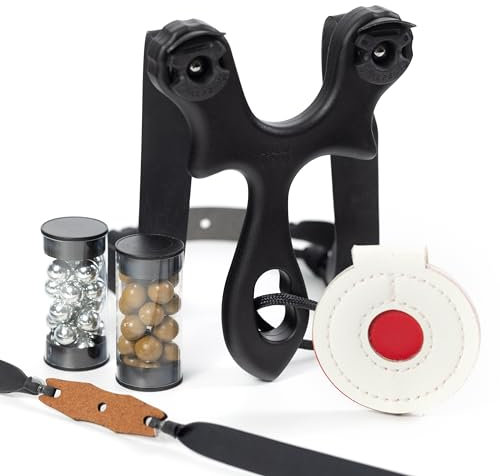 SimpleShot BeanFlip Slingshot with Target and Clay Ammo, for Beginner and Professional Hunting Target Shooting (Black)