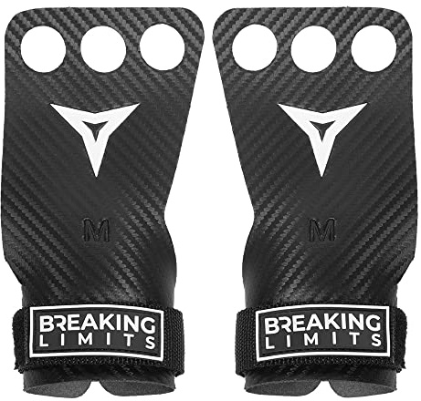 BREAKING LIMITS Crossfit Grips - Carbon-Mikrofaser-Fitness-Handschuhe mit 3 Fingerlöchern - Handschutz für Training, Gewichtheben, Gymnastik, Calisthenics - Trainingszubehör für Männer & Frauen