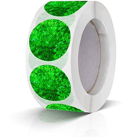 500 Stück Runde Aufkleber Stickers 25mm Farbkodierung Etiketten Rolle kleine Klebepunkte Glitzer Grün | Glitzer-Finish, stark klebend, abnehmbar, Basteln, Klassenzimmer, Büroorganisation und Dekoration, Farbkodierung, Inventar