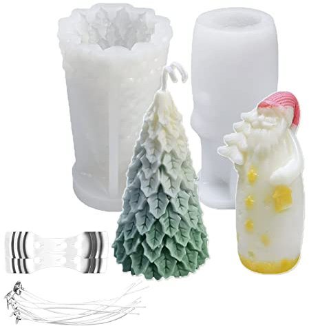 Kerzenform Set,Kerzengießform Silikon,Silikonform Kerze,Weihnachten Kerzenform Kit,Gießen Formen Kerzendocht Set, zum Gießen als Heimdekorationen,Bastel Ornamente,DIY Duftkerze,Seife