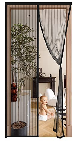 Mosquitera Puerta Magnética de Malla 135x230cm,Cortinas Mosquitera Magnética para Puertas,Cortinas Protección contra Insectos para Puerta de Balcón Puerta Corredera de Patio,Negro