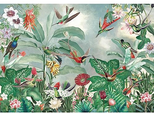 Novart Papier peint intissé Mural Fleurs Moderne Toison Salon Chambre à Coucherr Salle - Tableaux Muraux Tapisserie Photo - Prairie fleurie Oiseaux N9127010a