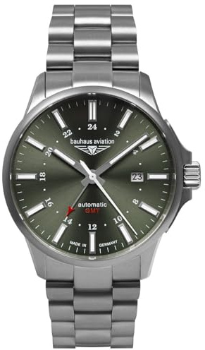 Bauhaus Aviation Herren Uhr analog Automatik mit Titan Armband 2868M-4