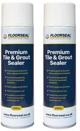 Premium Tile & Grout Sealer - Easy To Use Grout Sealer for bathrooms, Wet Rooms, Kitchens Walls & Floors (1000ml 2 Cans)
