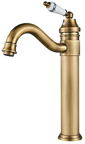 Namuoto Wasserhahn Bad Antik Messing, Einhebel Waschtischarmatur Gold | 360° Drehbar, Mischbatterie für Waschbecken Waschtisch Badezimmer