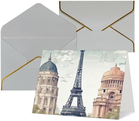 NONHAI Grußkarten mit Umschlägen, Karte Thinking of You, Paris, Sehenswürdigkeiten, Muster, blanko, Notizkarte, für alle Anlässe, Grußkarten für Geburtstag, Babyparty, Glückwunsch, Hochzeit,