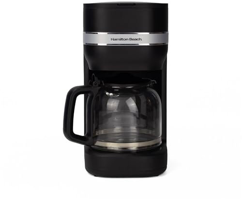 Hamilton Beach Filter Coffee Machine, Ella 1.5L, 900W, Coffee Maker for Instant Coffee, Espresso, Macchiato, Makes 12 Cups, Re-usable Filter, Anti-Drip, Water Level Window, Matte Black - HBC9453MB