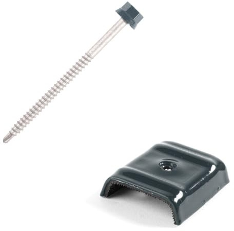 Perffixe Vis pour bac acier et cavalier 6,3x100 mm RAL 7016 gris anthracite kit pour sommet de nervure par 20