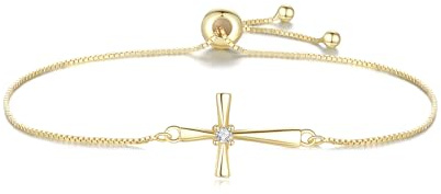 GAVU Damenarmband 925 Sterlingsilber mit Zirkonia-Kreuzanhänger Armbänder für Frauen
