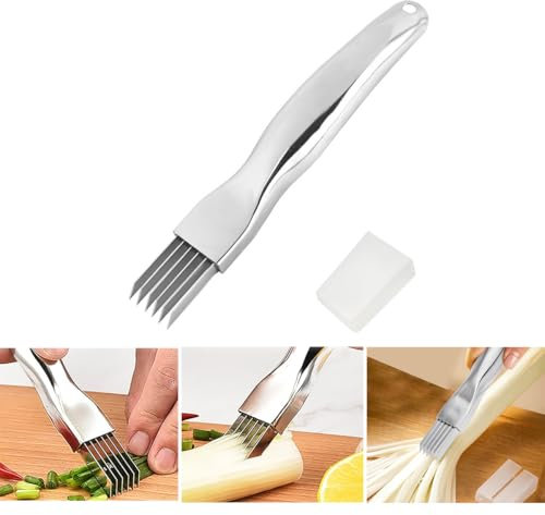 Ruayia Shred Silk The Knife, Edelstahl Scallion Slicer, Wellenschneider Zerkleinerung Cutter, Shredder Messer, Zwiebelmesser, Cutter Messer Haushalt Slicer Gadget Für Viele Gemüse (1 Stücke)