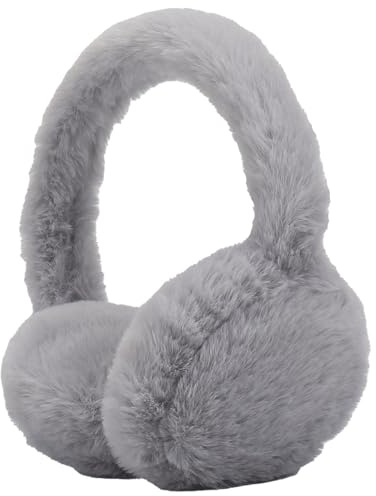 Hörselkåpor varma öronskydd vikbara öronskydd vinter öronskydd fluffiga öronvärmare termisk plysch roliga öronskydd för män kvinnor cykling, GRÅ, En Storlek