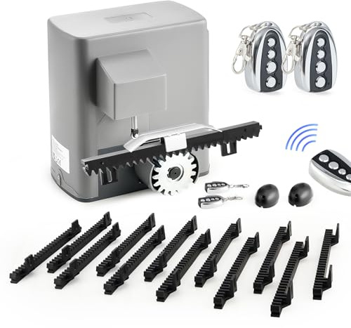 CO-Z 280W Motor Puerta Corredera 600KG Motor para Puerta Corredera con 12x0.33M Cremallera de Nailon, 2 Control Remoto y Sensores Infrarrojos + 2 Controles Remotos Más