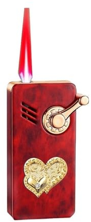 VFBVNJBJ 2024 Flamme Rouge Coupe-Vent, Briquet Polyvalent en métal, Rechargeable au Butane, Flamme réglable, adapté for Une Utilisation intérieure et extérieure (sans Butane) (Noir)(Red)