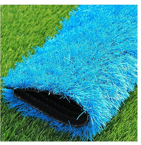 KJoBDwz Rasenteppich Blauer Kunstrasen, selbstentleerende Kunstrasenmatte, Kunstrasenrollen for Spielplätze, Rasenteppich, 0,98 Zoll Grad Rasenstück(100x200cm)