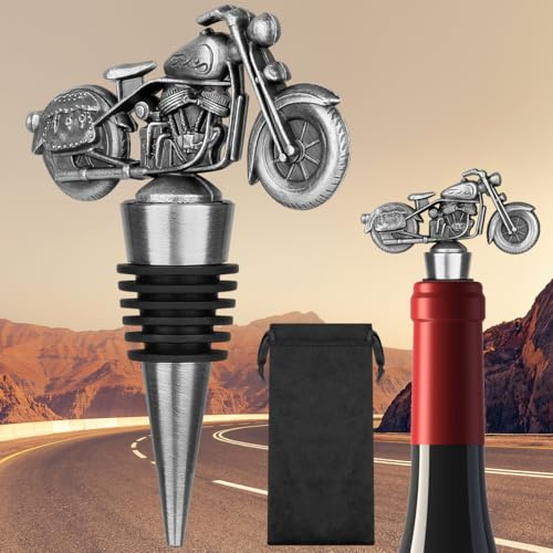 LULLEA Motorrad Weinflaschenverschluss, Motorrad Geschenke für Männer, Weihnachtsgeschenke Weinsparer, Weinstopfen für Weinflaschen, Lustige Weingeschenke für Männer Frauen, Vatertagsgeschenk
