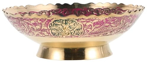 Ciieeo Copper Fruit Supply Plate Brass Ornamental Bowl Multifunctional Kitchen Bowl for Fruit Decor and Offering
