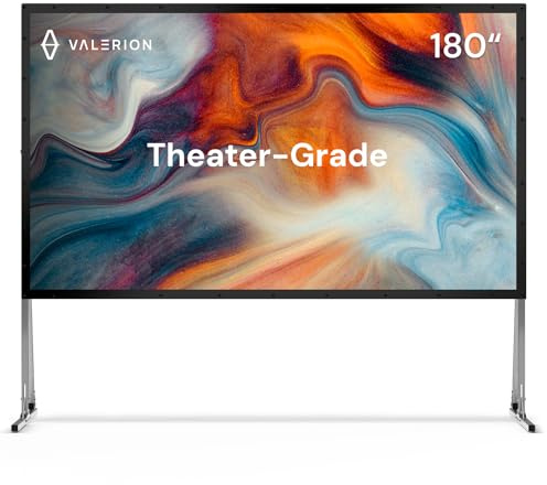 AWOL Valerion 180 Zoll Tragbare 4K/8K Outdoor-Leinwand mit Ständer, 3-lagiges mattweißes PVC, 16:9 Format, 1.3 Gain, faltbar, Anti-Falten, windstabil, inkl. Tragetasche