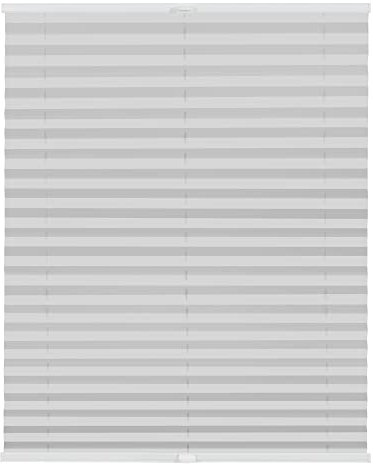 Lichtblick Plissee Klebfix, ohne Bohren, verspannt, Blickdicht - Hellgrau 75 cm x 130 cm (B x L)
