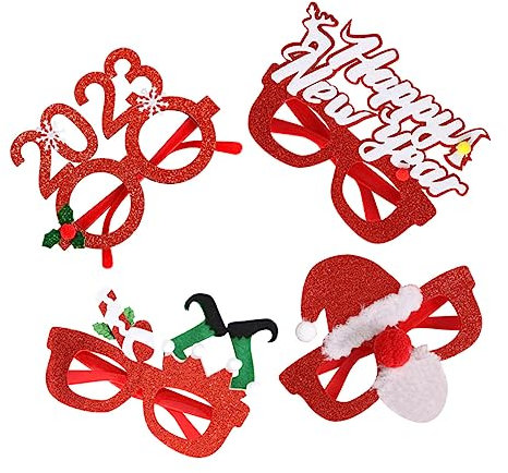Cabilock 3 Sätze 2023 Partybrille Weihnachtstisch Weihnachtsbrille Für Erwachsene Weihnachtsbecher Partydeko Weihnachtsdeko Innen LED Brille Party Filztuch 4 Stück * 3