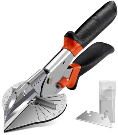 Mitre Shears, 45-135 Degree Adjustable Angle Scissors with 2 Spare Blades