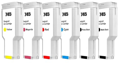 300ML 745 745XL Compatible with Color Ink Cartridges DesignJet Z2600 Z5600 Printer Plotter(745-6color 1Set)