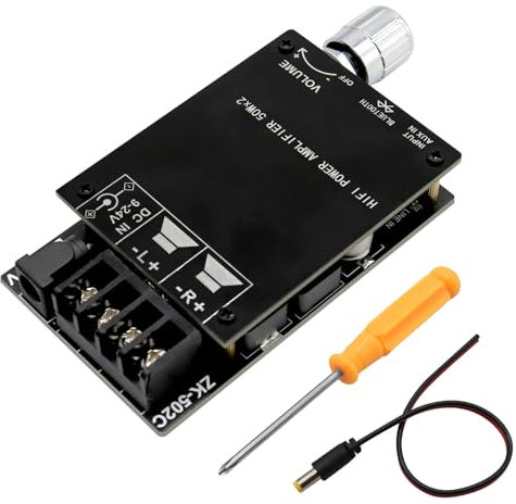 ARCELI 2 x 50 W Bluetooth 5.0 Hi-Fi TPA3116D2 – Amplificatore digitale stereo 5-27 V DC & filtro Hi-Fi di alta qualità