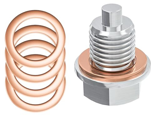 INNAL Tappo di Scarico Dell'Olio Magnetico,Dado di Scarico della Coppa Magnetica,Tappo a Vite in Acciaio Ino,Carter Dell'olio con 5 Guarnizione,Compatibile con Automobile,Nave,Motocicletta