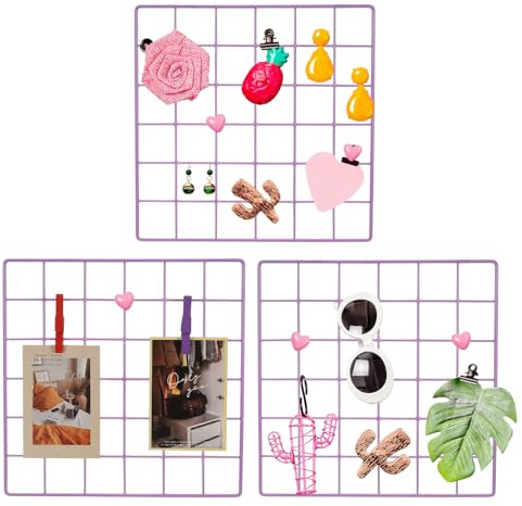 PATIKIL 30,5 x 30,5 cm Wandgitter-Panel, 3 Stück, Drahtgitter-Panel, Regal, Metall, Gitter, Foto, Bilder, zum Aufhängen, Organizer, Netzrahmen, Memoboard für Display, DIY, Handwerk, Shows, Zuhause
