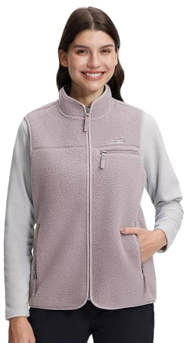 Pioneer Camp Gilet polaire sans manches pour femme - Gilet en fourrure de peluche super chaud avec col montant et fermeture éclair pour l'automne, la randonnée, le ski