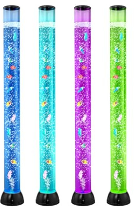 VEVOR Lavalampe mit 10 schwimmenden Fischen, 120 cm, Blasenlichtlampe, 16 Farbwechsel-Lichteffekte, Fernbedienung, Stimmungslicht, Aquarium Nachtlicht für Schlafzimmer, Wohnzimmer, Heimdekoration