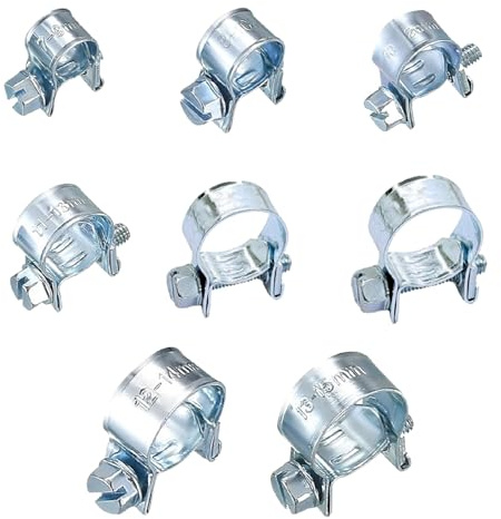 eupdd Pack of 40 Mini Hose Clamps, Adjustable Fuel Injection Joint Bolt Clamps, Small Hose Clamps