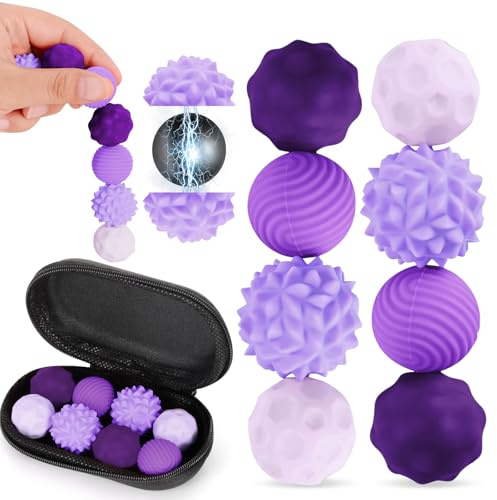 8 Piezas de Juguetes Magnéticos Anti-Estrés, Bolas Sensoriales Magnéticas VICTERR, Juguete de Silicona para Aliviar el Estrés, Juego de Bolas Magnéticas para Adultos y Niños Morado