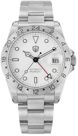 watchdives GMT Uhren für Herren, WD16570 Taucheruhr mit Zwei Zeitzonen, NH34 Automatik-Armbanduhr, Saphirglas, 100 m wasserdicht