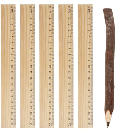 XRVRILE 5 Stück Holz lineal 20 cm Set, Lineal Holz für Schule & Büro, Lineal 20cm Gerade Messlineal aus Naturholz, Schullineal für Kinder, Lineal personalisiert Einschulung Geschenk