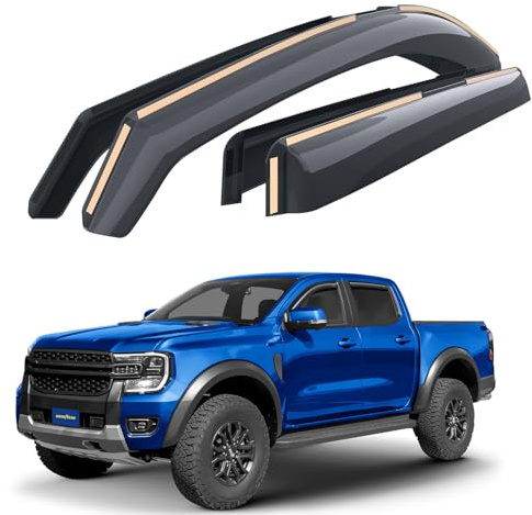 Goodyear Windabweiser für/kompatible mit Ford Ranger 2022-2026 SuperCrew - Integrierte Regenabweiser - Autofenster Regenschutz - Ermöglichen Frischluft - Waschstraßenfest - Einfache Montage 4 Set