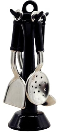 Uqezagpa Set Pentole in Miniatura in Lega Cucchiaio Realistico Design Stoccaggio in Piedi per Case delle Bambole Accessori da Gioco Utensili da Cucina in Miniatura