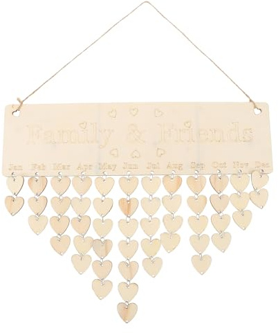 Tofficu Set Calendario Famiglia Fai da Te in Legno da Appendere Ciondolo Decorativo, Promemoria Compleanno Personalizzabile per Decorazioni Casa e Festa, Lavagna Calendario Compleanno