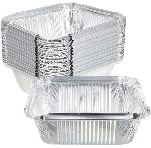 CALLARON Bandejas de Aluminio Desechables para Barbacoa 30 Piezas 450 Ml Cada, Cajas para Hornear y Asar Alimentos, Resistentes y Multifuncionales para Camping y Cocina al Aire Libre