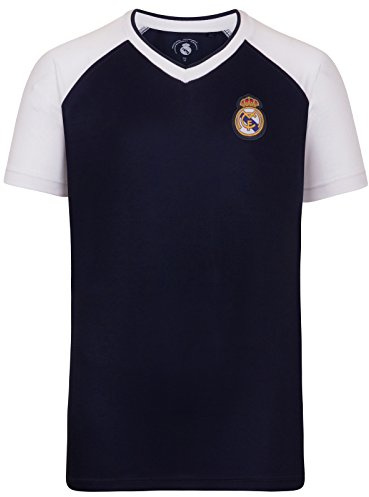 Real Madrid - Camiseta Oficial para Entrenamiento - para niño - Poliéster - Azul Marino Cuello de Pico - 8 años