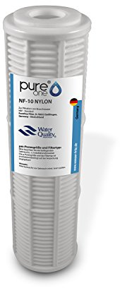 PureOne NF-10 Nylon Siebfilter für 10 Zoll Wasserfilter Gehäuse. Vorfilter, Grobfilter bzw. Sedimentfilter. Feinheiten von 50µ bis 200µ. Für Brunnen, Zisterne, Hauswasserpumpe und Hauswasserwerk 100µ