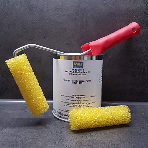 powerpreis24 Warnex Strukturlack schwarz 1 Kg Starterset mit 2 Strukturwalzen und Halter (schwarz halbmatt)