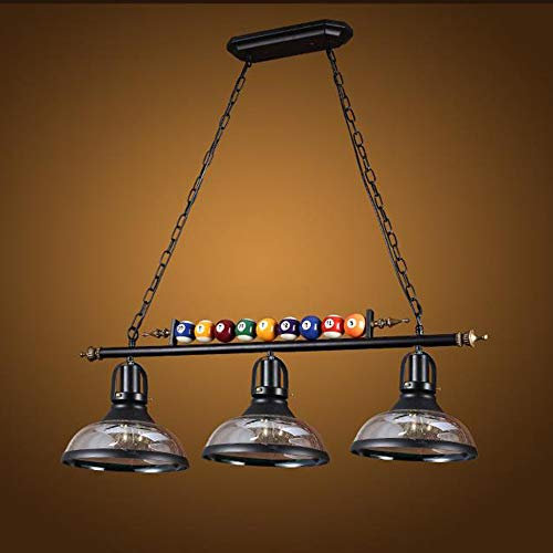 Retro Pendelleuchte 3 flammig Glassschirm Rund Design Vintage Esstisch Lampe Hängeleuchte E27 Eisen Schwarz Höhenverstellbar Hängelampe Cafe Esszimmer Arbeitszimmer Restaurant Pendellampe