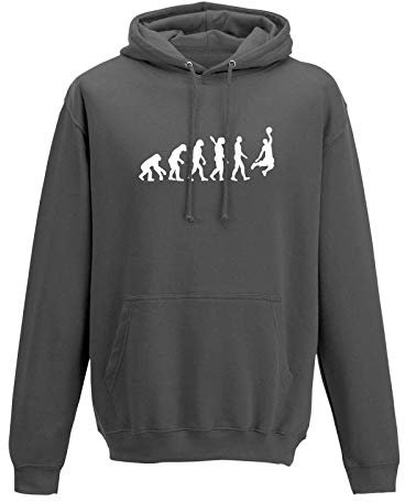 Hoodie Evolution Basketball Dunking Sport Jordan NBA 10 Farben Herren XS - 5XL DBB Alba Brose 46ers Olympia Bulls Celtics Spurs, Größe:3XL, Farbe:dunkelgrau - Logo Weiss