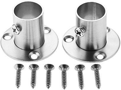 2 Stück Edelstahl-Schrank-Hängeschiene, Stange, Stange, Sockel-Endhalterung mit Schrauben für 19 mm Rohrdurchmesser