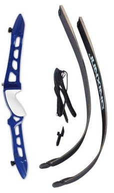 AMEYXGS Bogenschießen Recurve Bogen 68 Takedown Bogen 18-40lbs Langbogen zum Jagen und Schießen (Blau, 18lbs)