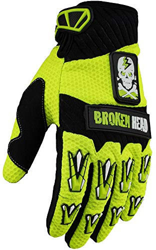 Broken Head MX-Handschuhe Faustschlag - Motorrad-Handschuhe Für Motocross, Enduro, Mountainbike - Neon-Gelb (XS)
