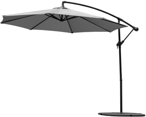 Harrier 3m Cantilever Parasol Umbrella | Overhanging Parasol with Steel Frame & UV-Resistant - Multiple Colours & Upgrade Options (Grey, 5. Parasol, Cover + Base Weights)